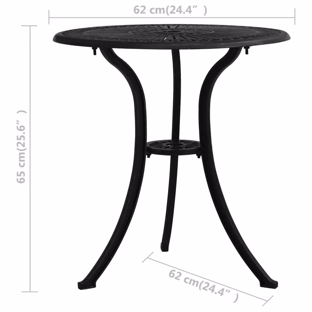 Berkfield Home Black Cast Aluminium Garden Table W/D/H: 62 x 62 x 65 cm – 5