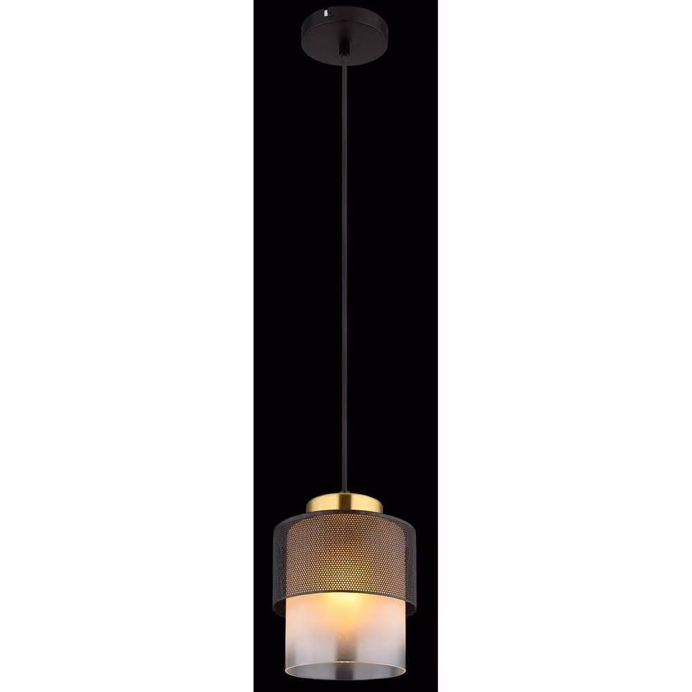 Netlighting Olga Slim Pendant Ceiling Light in Black with Satined Glass Shade, E27, Height Adjustable – 2