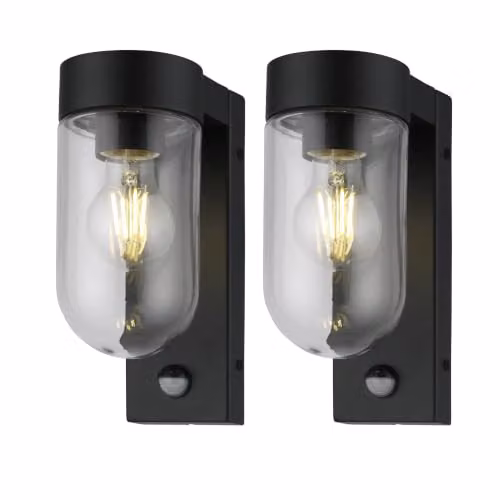 First Choice Lighting Set of 2 Parnie Black Motion Sensor Outdoor Wall Lights – 4