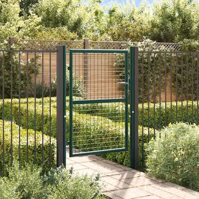 Berkfield Home Green Steel Single Swing Fence Gate W: 100 cm, H: 125 cm – 1