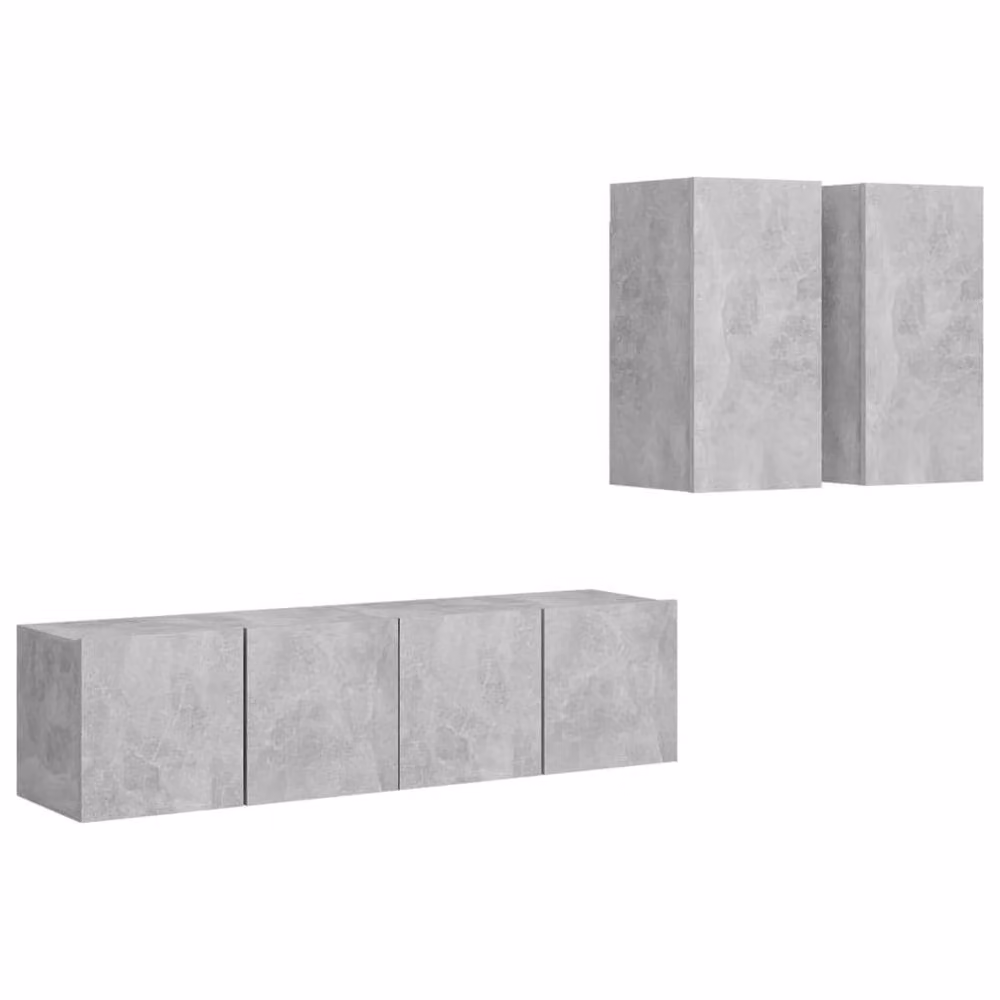 Berkfield Home Practical 4 Piece TV Cabinet Set in Concrete Grey Engineered Wood – 3