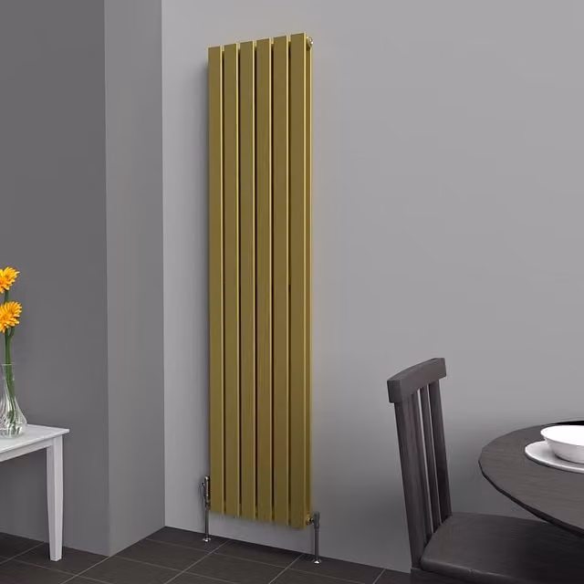 Lux Heat Flat Coloured Vertical Radiator in Metallic Gold, H 180 cm x W 42 cm