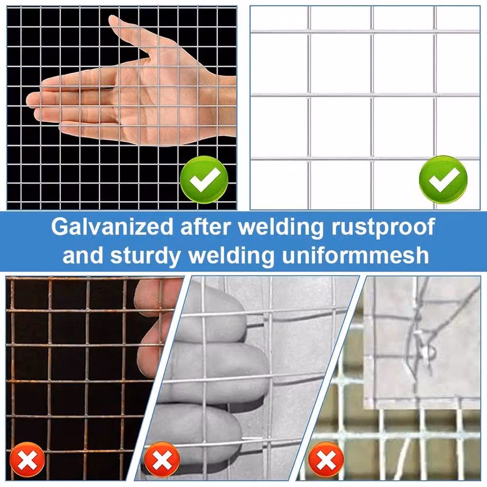FLAVORA Silver Galvanised Steel Welded Wire Mesh Fence, 1 x 1 inch, H: 120 cm x W: 25.4 cm – 3