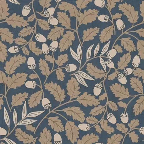 Arthouse Acorn Trail Timeless Oak Leaf Wallpaper in Navy, Blue and Green Botanical Floral Design – 1