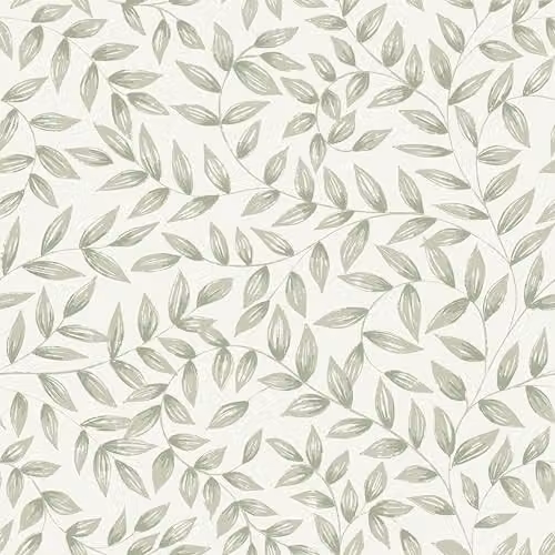Grandeco Jessy Leaf Trail Botanical Floral Textured Wallpaper, Green