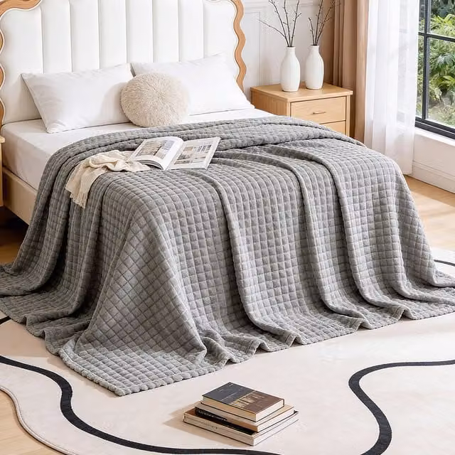 Lifeideas Reversible Grey Polyester Throw Blanket, W: 200 cm, D: 150 cm