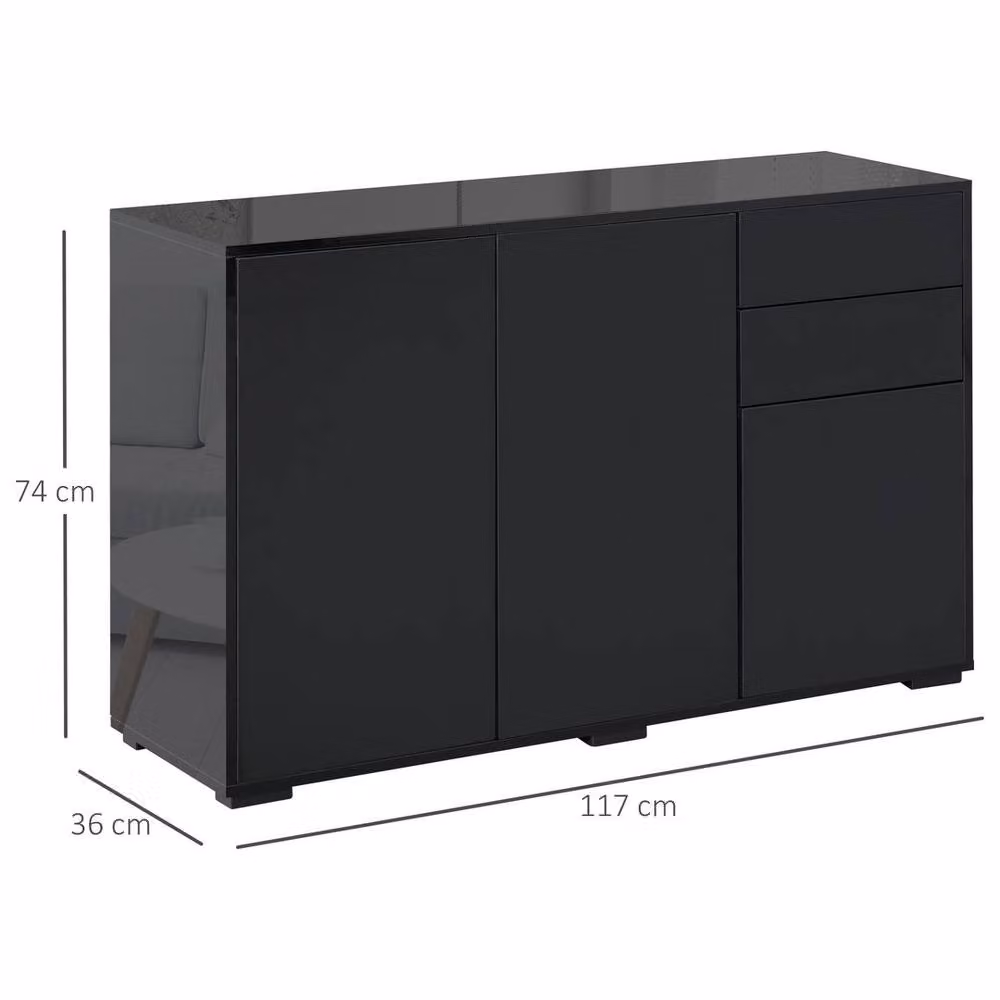 KORVIXA Highlight Matte Black Push-Open Freestanding Side Cabinet – 2
