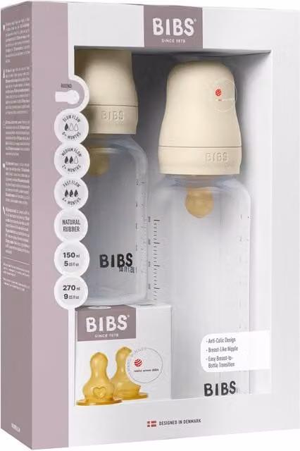 BIBS Baby Bottles Grow & Flow Set in Beige and Transparent