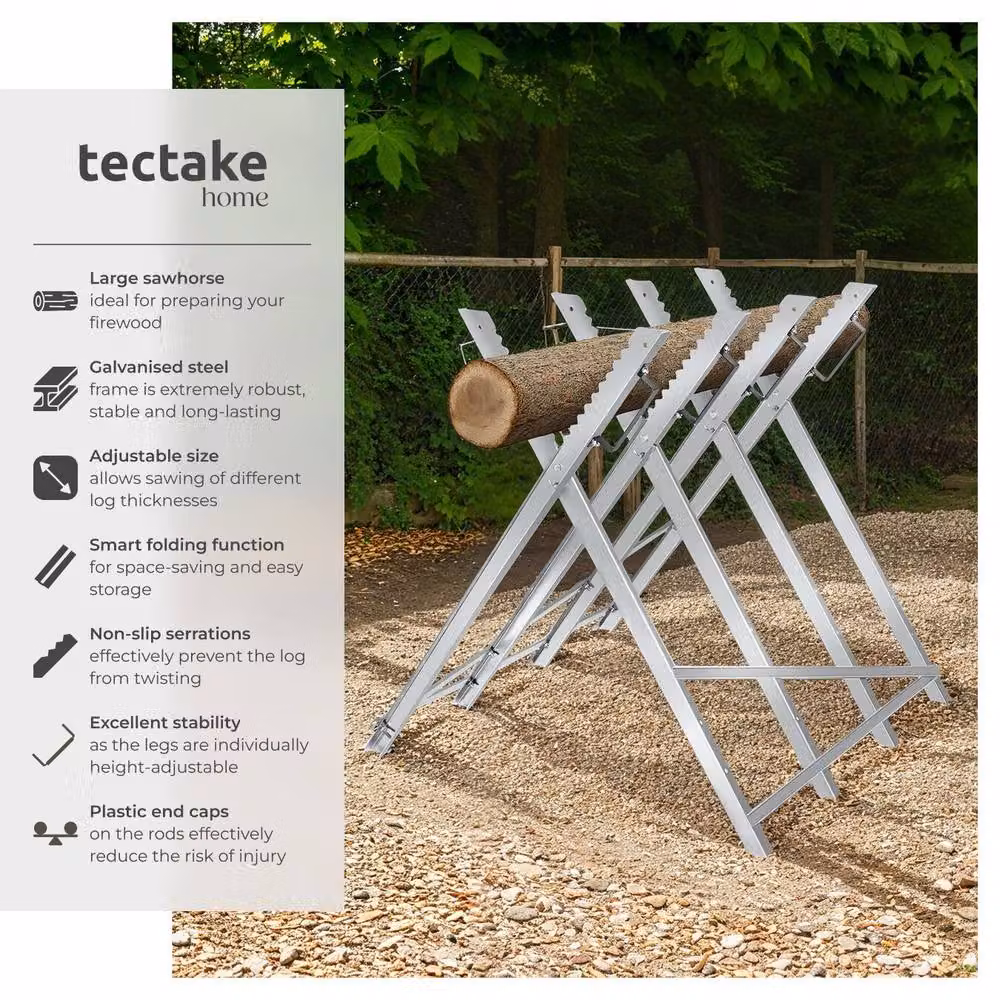 tectake Sawhorse Horst Metal Sawhorse in Grey – 2