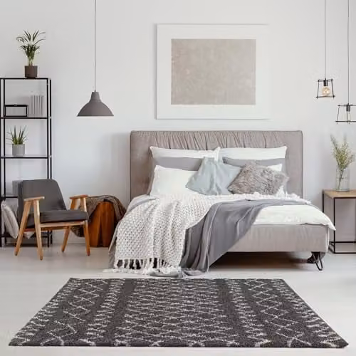 THE RUGS Modern Moroccan Design Living Room and Bedroom Rug, Tangier Dark Grey/Ivory, W: 240 cm, D: 340 cm – 2