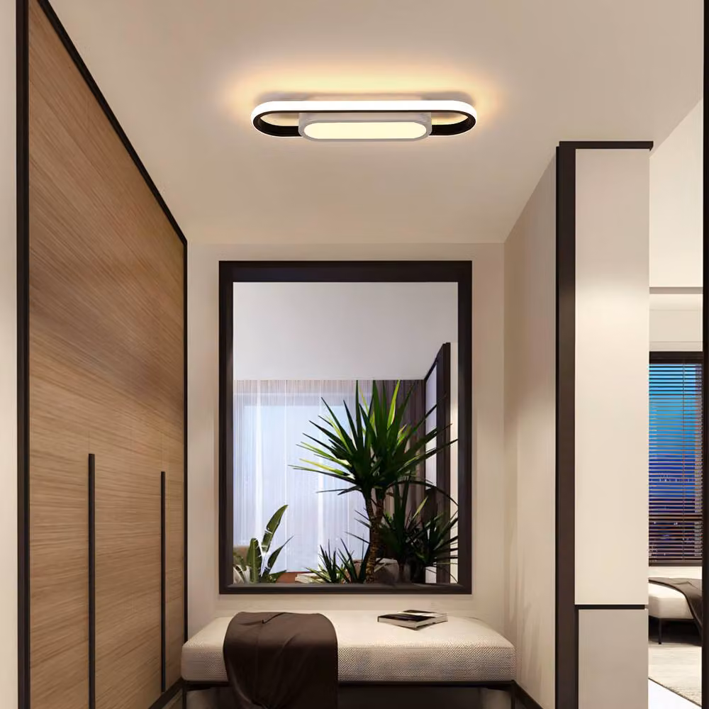 Pheashine Oval LED Ceiling Light in Black and White, 30W, 3000K Warm White, Diameter: 40 cm – 2
