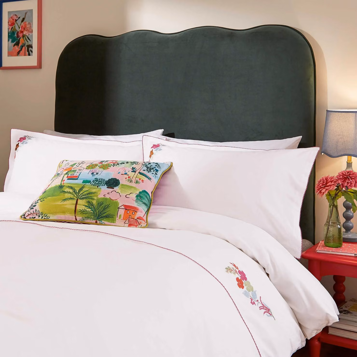 Land & Shore Fia Super Kingsize Cotton Percale Duvet Cover and Pillowcase Set, Multicolour Floral – 2