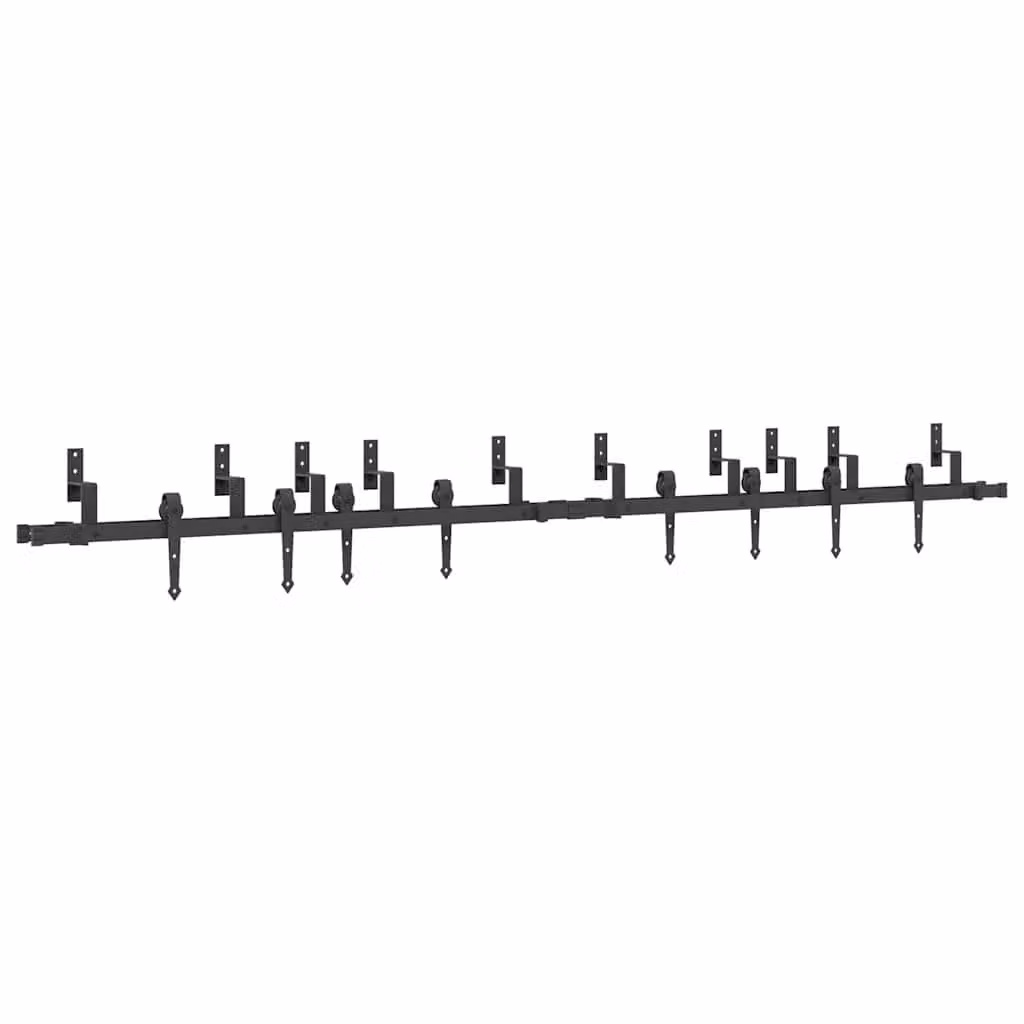 Berkfield Home Sliding Door Hardware Kit in Black Steel – 1