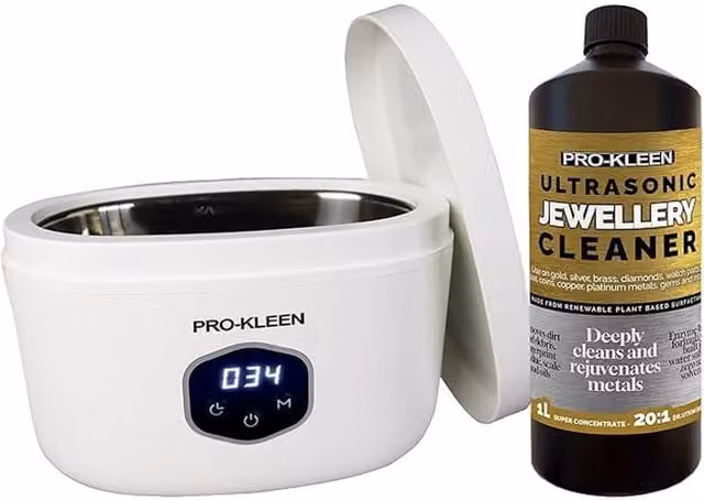 Pro-Kleen Ultrasonic Jewellery Cleaner with Cleaning Fluid, White