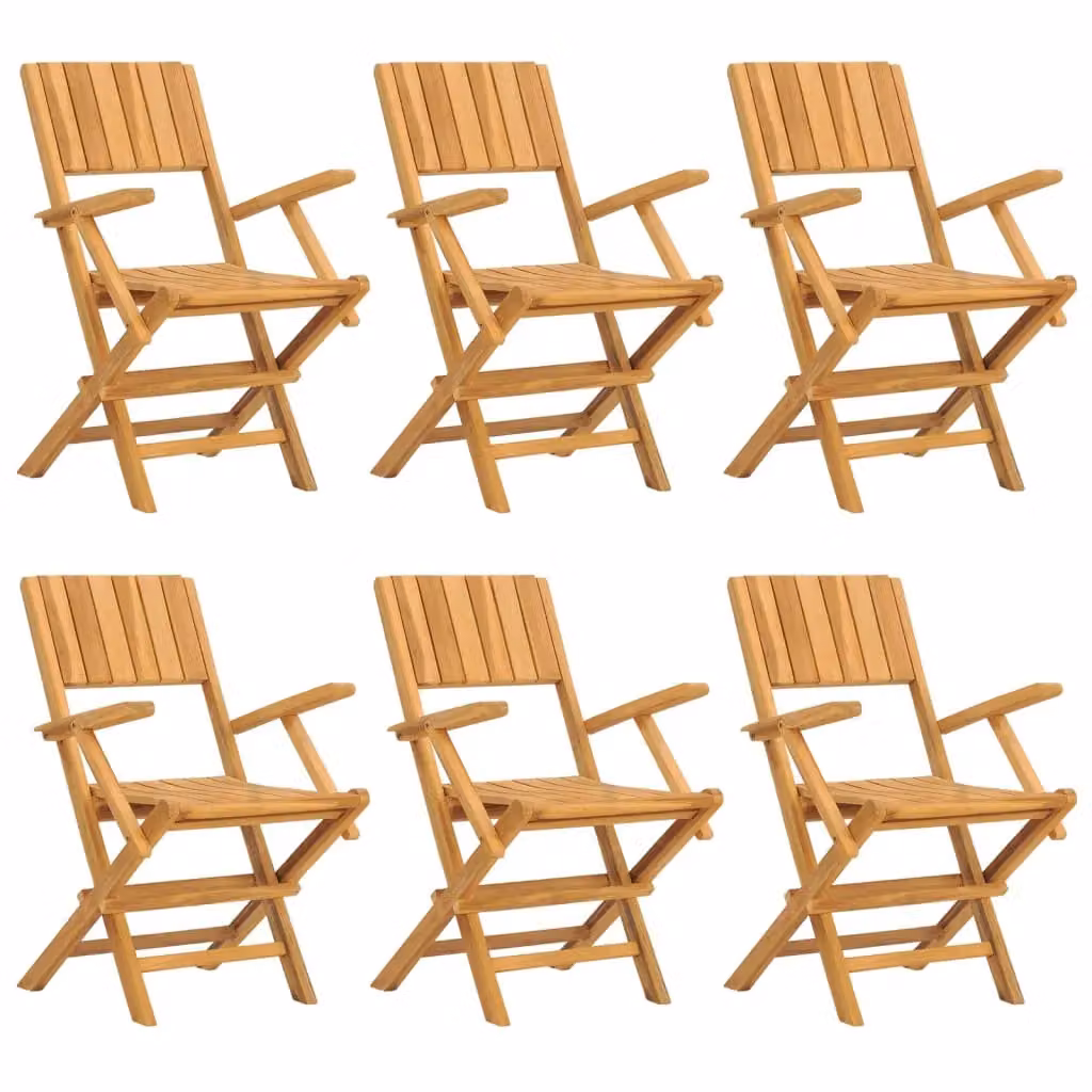 Berkfield Home Set of 6 Folding Garden Chairs in Brown Solid Teak Wood, W/D/H: 55 x 61 x 90 cm – 2