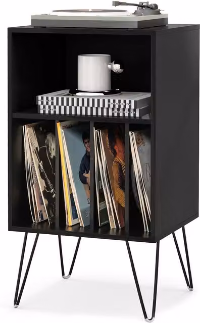 COSTWAY 3-Tier Metal Turntable Stand in Black