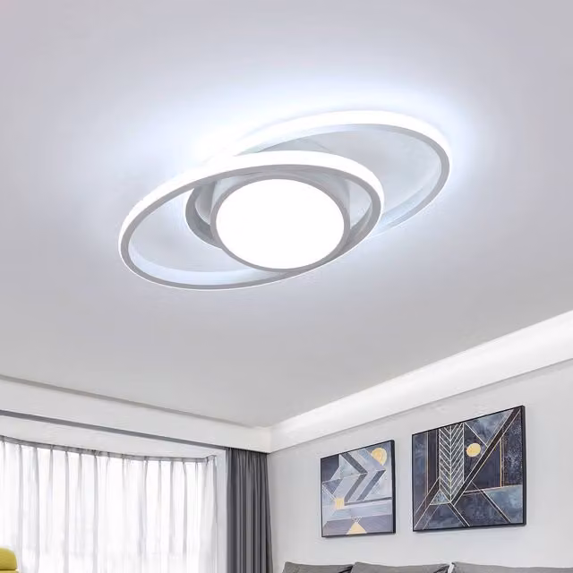 COMELY 39W Modern LED Dual-Ring Ceiling Light in White with Cool White Light