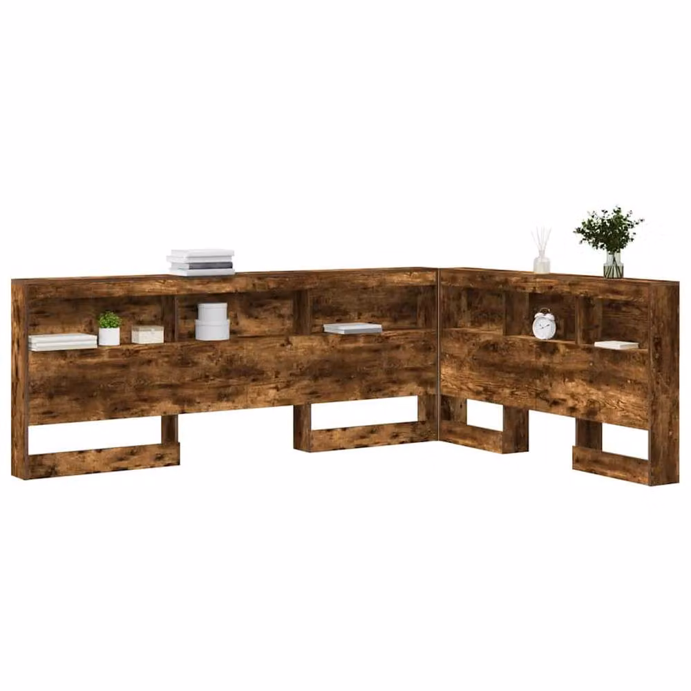 Berkfield Home Storage Headboard with Integrated Shelf in Smoked Oak Brown, Width: 150 cm – 3
