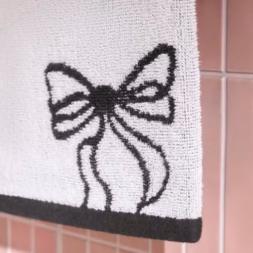 OHS Premium Cotton Bow Print Hand Towel in White, W: 50 cm x H: 80 cm – 2
