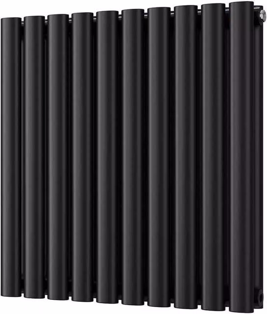 UK Radiators Omeara Black Elliptical Tube Horizontal Designer Radiator, W: 58 cm, H: 60 cm