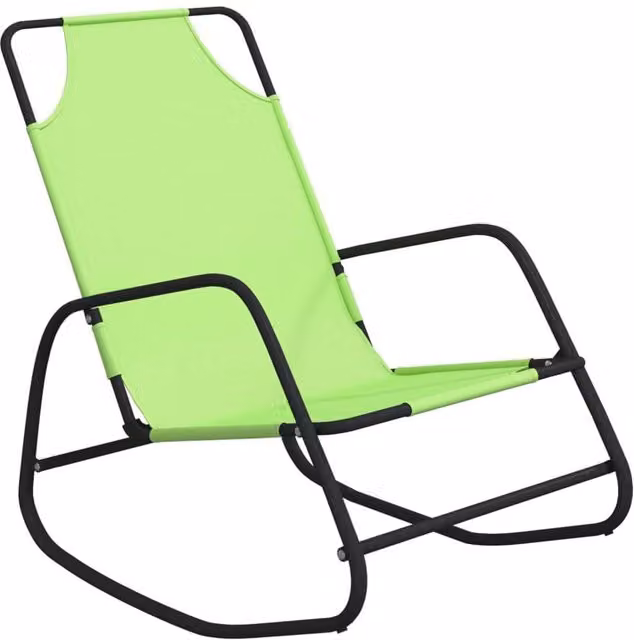 Berkfield Home Set of 2 Green Rocking Sun Loungers with Powder Coated Steel Frame and Textilene Fabric