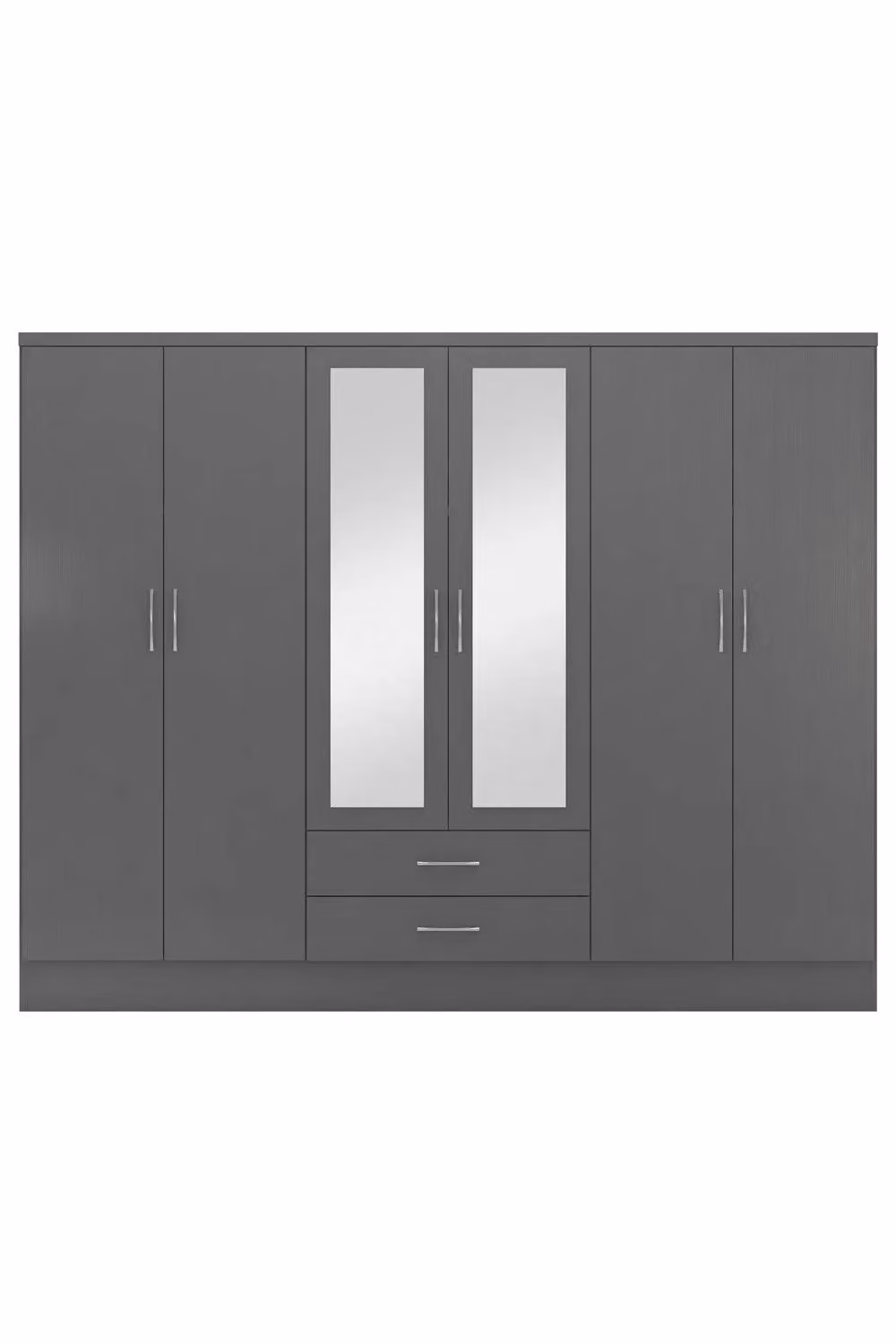 Seconique Nevada 6 Door 2 Drawer Mirrored Wardrobe in Matt Grey – 3