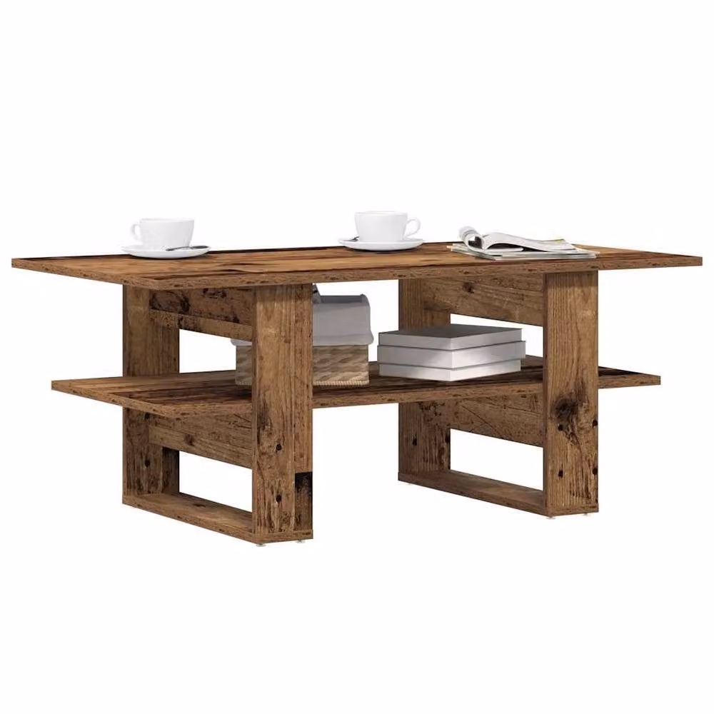 Berkfield Home Old Wood Coffee Table in Brown, W/D/H: 102 x 55 x 42 cm – 2