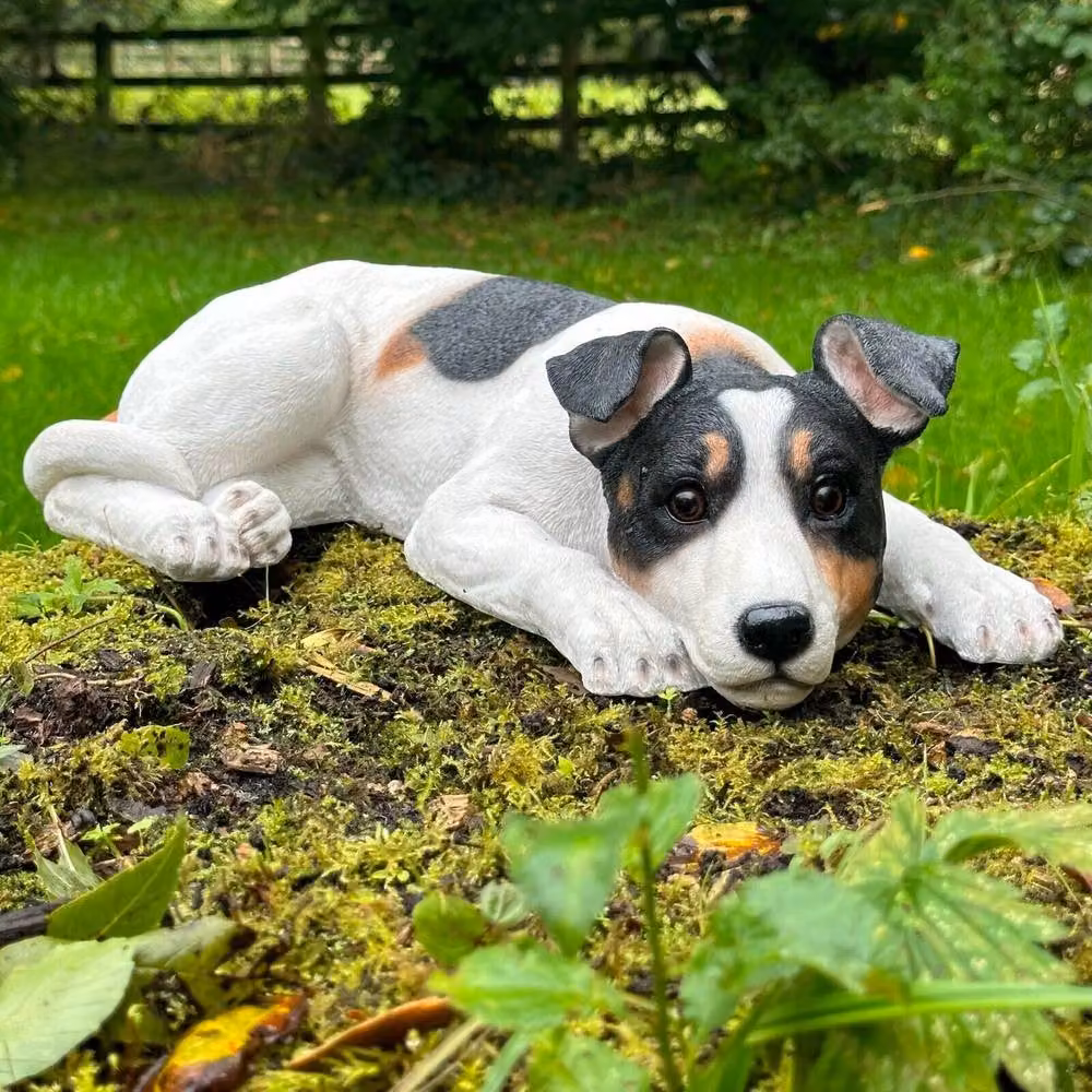 Animal Crackers Jack Russell Terrier Figurine, White and Multicolour Resin Memorial Decoration, Length: 46 cm – 2