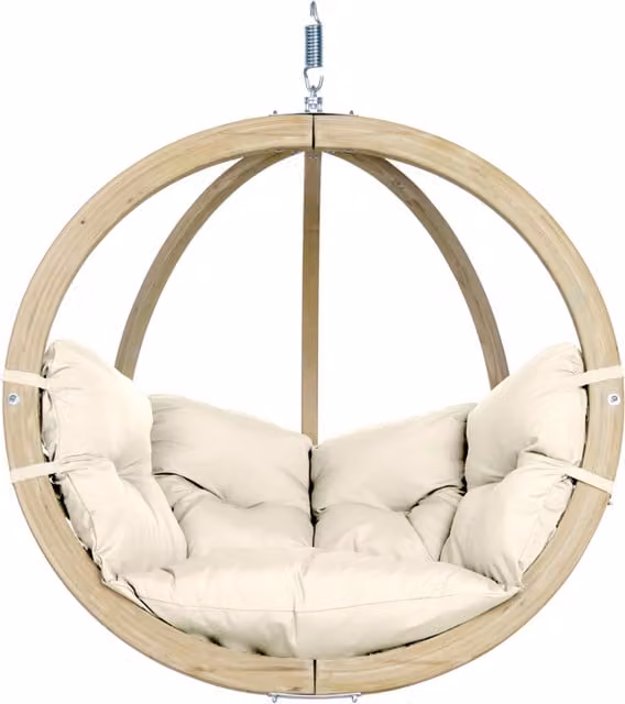 Natura Globo Chair in Green and Beige with Wood and Metal Construction