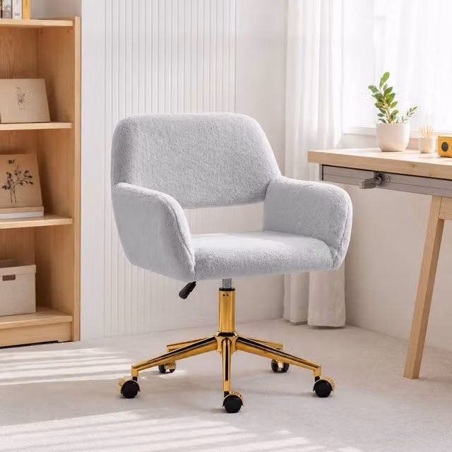 STILVORA Grey Swivel Task Chair with Fabric Upholstery and Armrests – 1