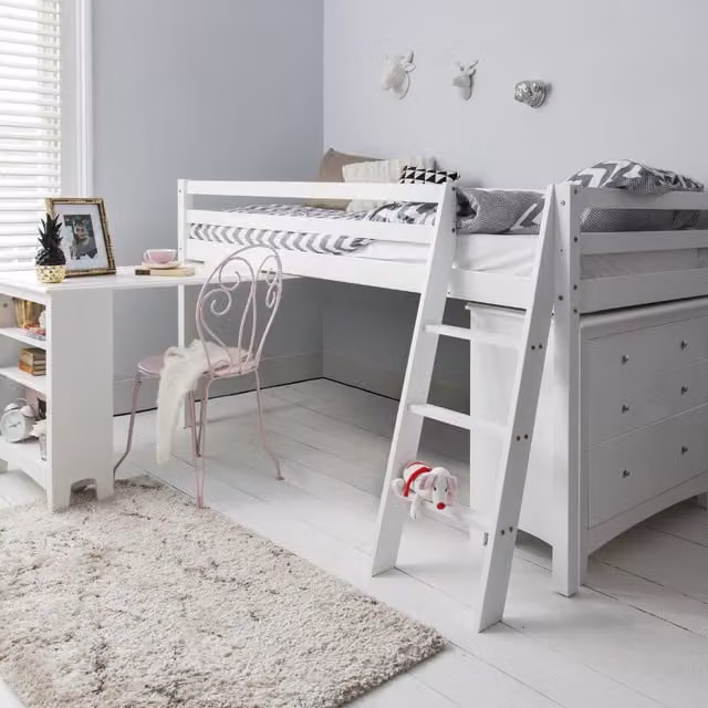Noa and Nani Classic White Childrens Bedroom Sleepstation with Chest of Drawers and Desk