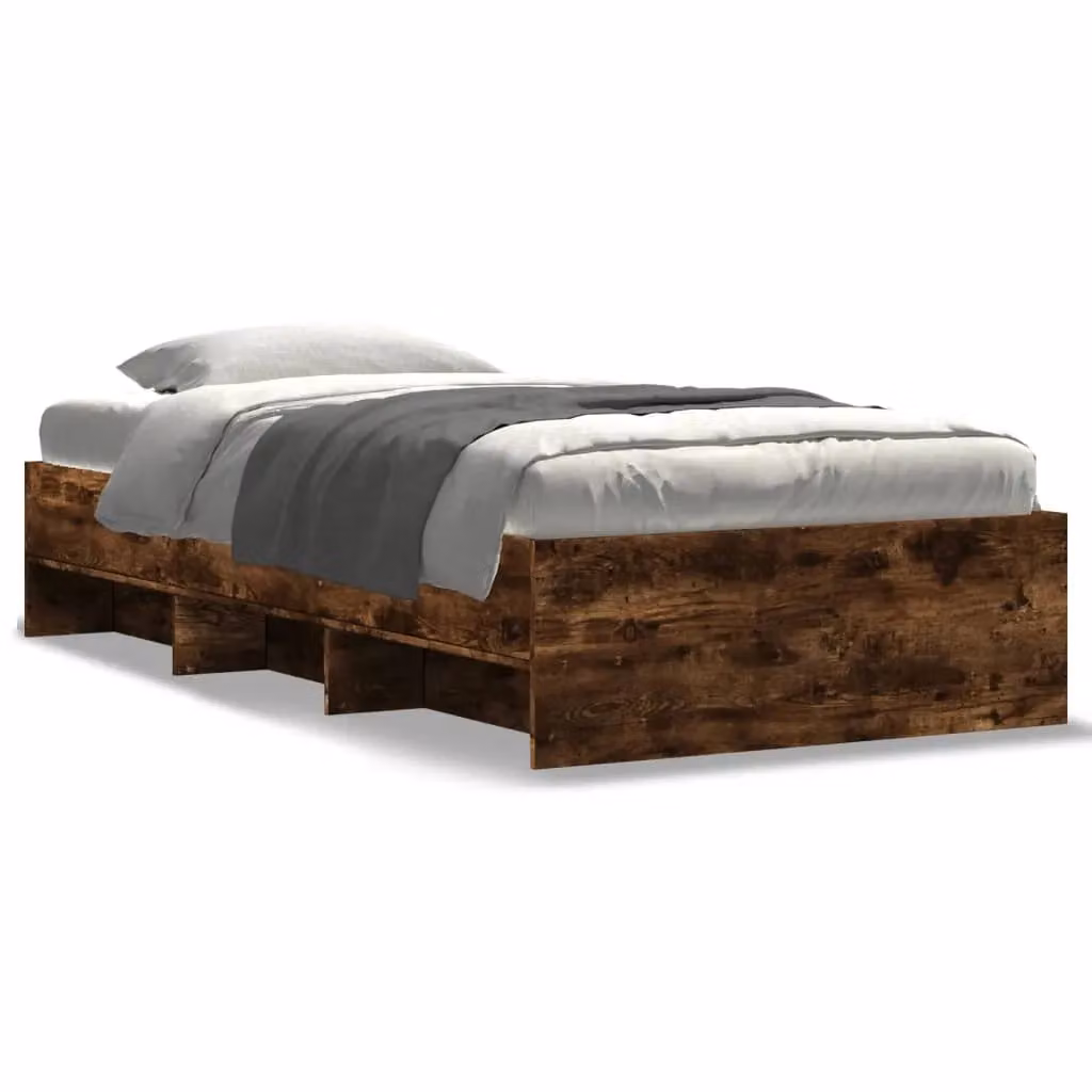 Berkfield Home Single Bed Frame in Smoked Oak Brown, W/D/H: 90 x 190 cm – 2