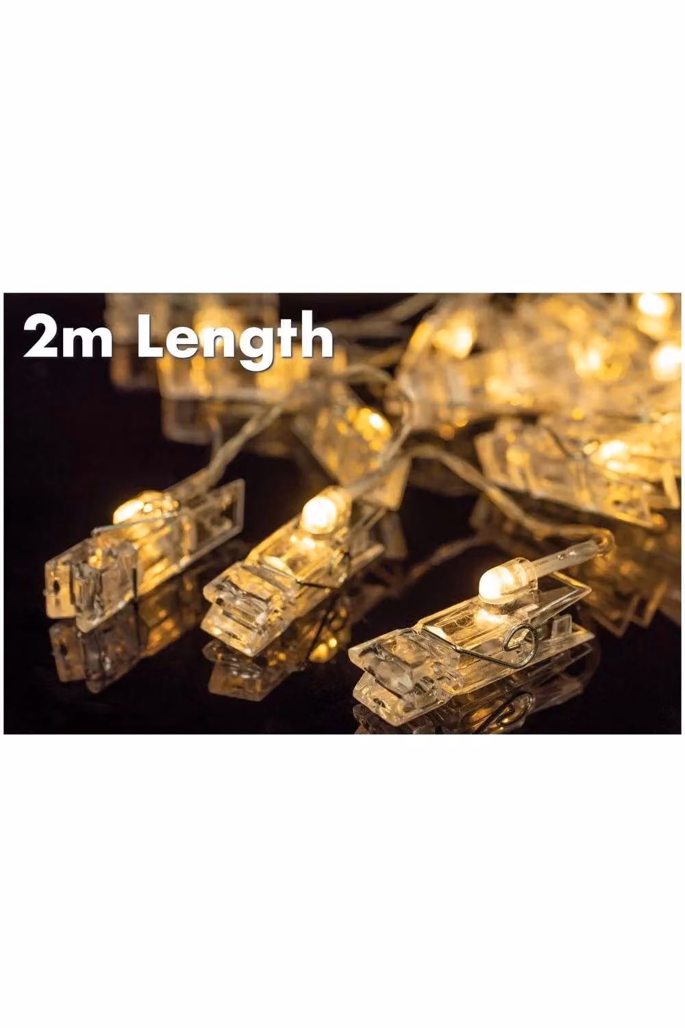 Netagon LED Battery Powered Clip String Lights in Warm White and Transparent – 4