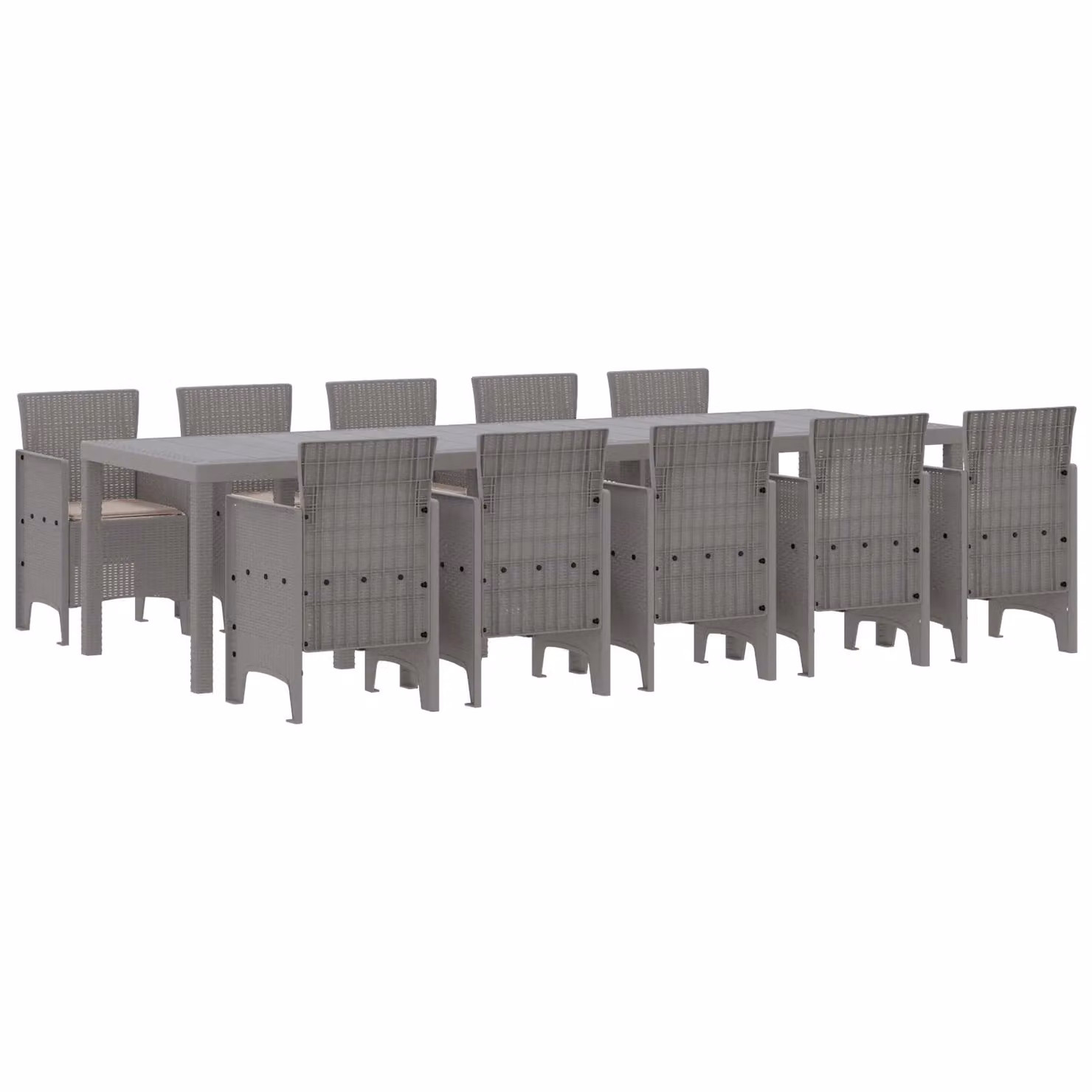 Berkfield Home 11 Piece Modern Poly Rattan Garden Dining Set with Cushions in Grey – 2