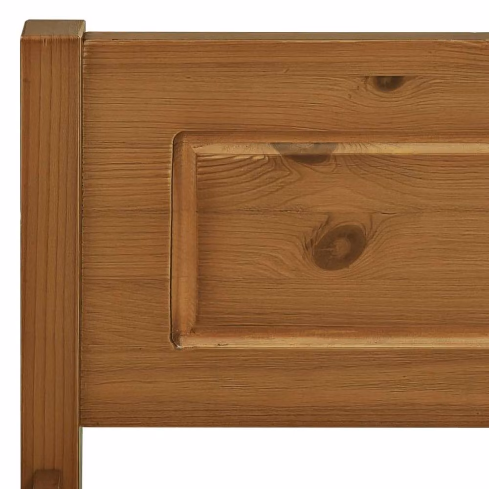 Berkfield Home Modern Solid Pinewood Bed Frame, Brown, W/D/H: 200 x 163 x 206 cm – 2