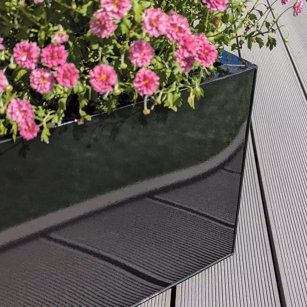 Access Garden Products Galvanised Steel Trough Planter in Black, W: 75 cm, D: 32 cm, H: 32 cm – 7