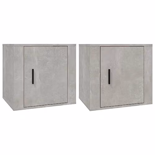 vidaXL Set of 2 Modern Bedside Cabinets in Concrete Grey, W/D/H: 50 x 39 x 47 cm