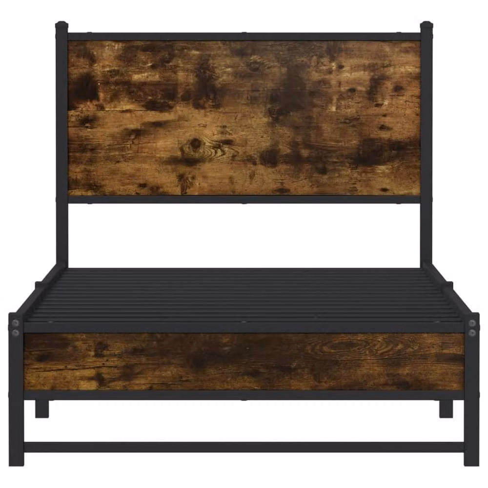 Berkfield Home Single Metal Bed Frame in Smoked Oak and Brown, W/D/H: 90 x 190 x 91.5 cm – 4