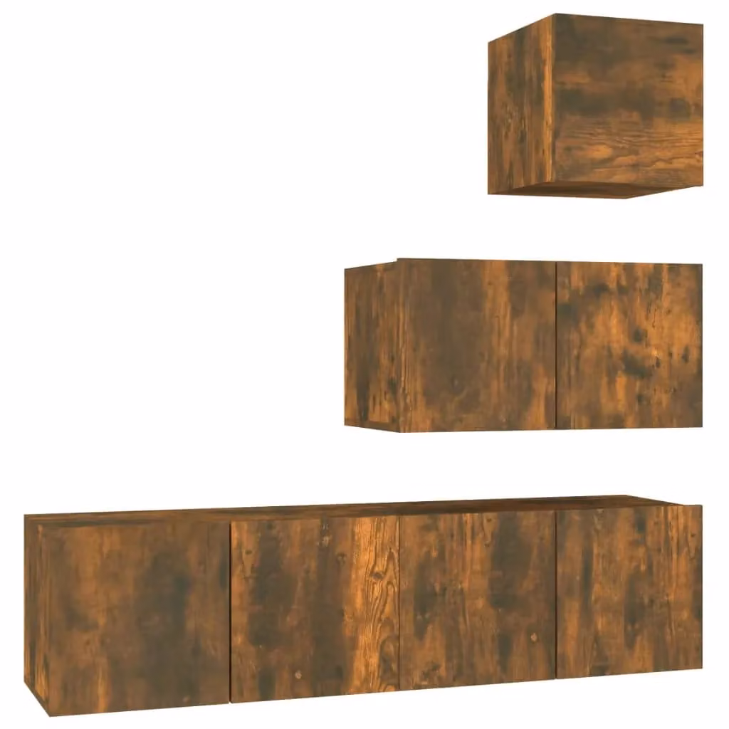 Berkfield Home 4 Piece Smoked Oak TV Cabinet Set in Brown – 2