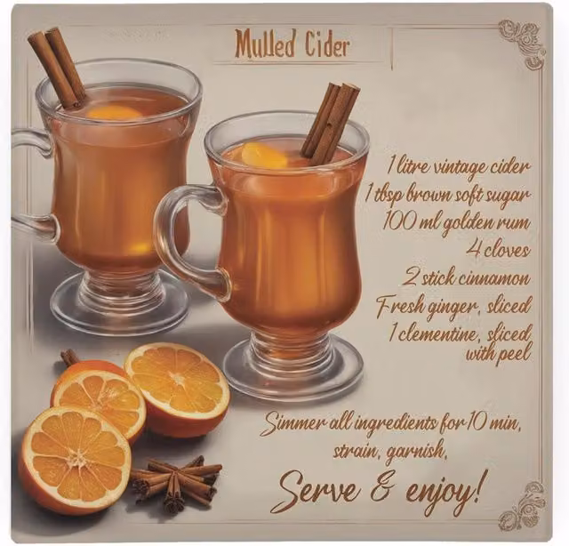 Purely Home Mulled Cider Recipe Glass Hot Pot Stand, Multicolour, W/D/H: 20 x 20 x 4 cm