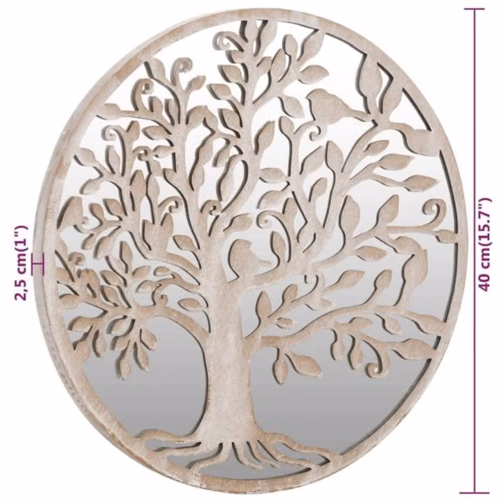 Berkfield Home Round Iron Mirror in Sand Beige, Diameter: 40 cm, Depth: 2.5 cm – 2