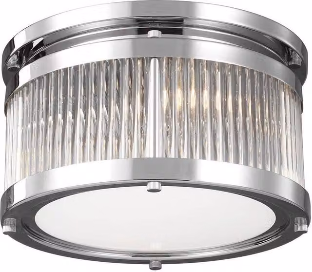 Elstead Paulson 3 Light Bathroom Flush Mount Ceiling Light in Chrome with Transparent Glass, G9, IP44