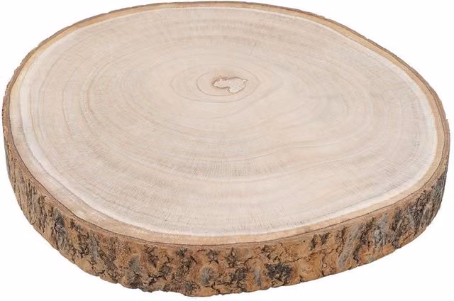 Maison & White Rustic Round Wooden Cake Stand in Brown and Yellow