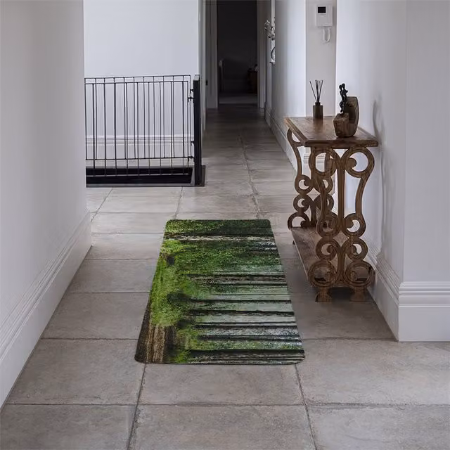 Benjamin Tate Design LTD Summer Forest Designer Runner Rug, Green, Non-Slip Faux Fur Rectangular Rug