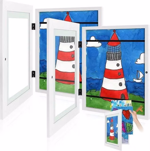 VOGREX White A4 Kids Art Display and Drawing Storage Photo Frame