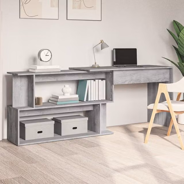Berkfield Home Corner Desk in Grey Sonoma, W/D/H: 200 x 50 x 76 cm – 1