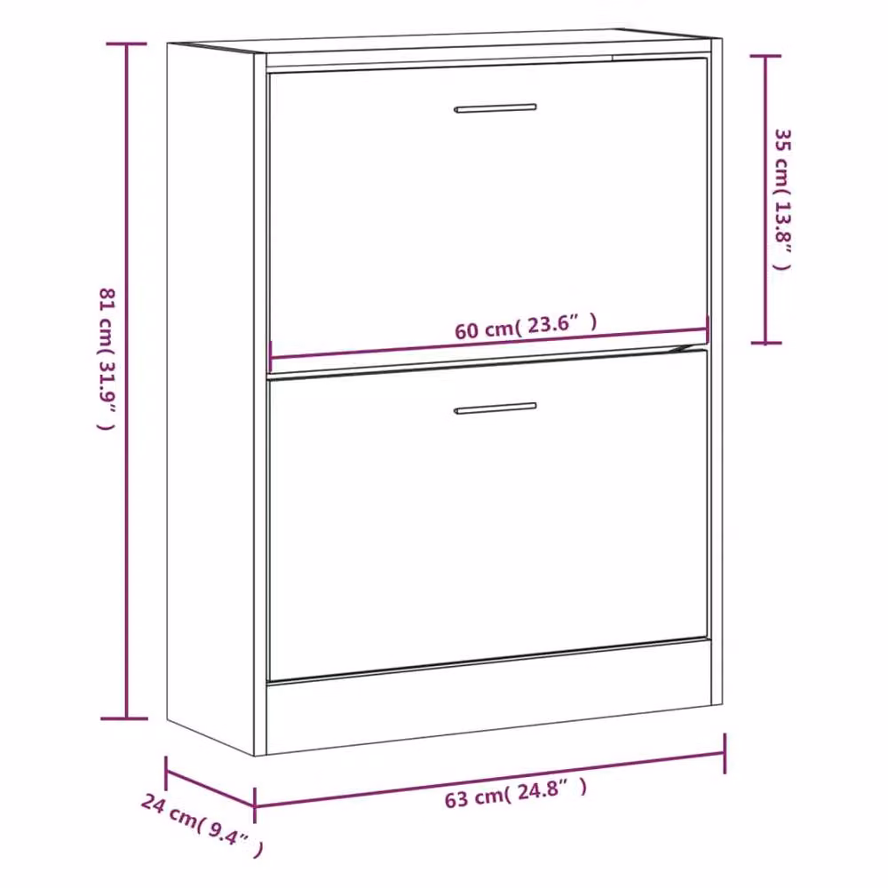 Berkfield Home Black Modern Shoe Cabinet with Integrated Lighting, W/D/H: 63 x 24 x 81 cm – 4