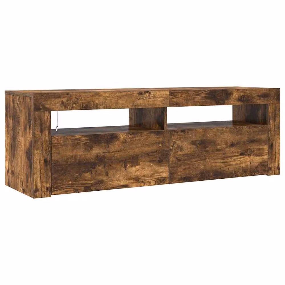 Berkfield Home Modern TV Cabinet with LED Lights in Smoked Oak Brown, W/D/H: 120 x 35 x 40 cm – 6