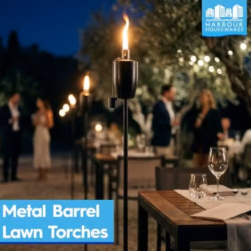 Harbour Housewares Metal Garden Torches in Silver, Pack of 6, Height: 146 cm – 2