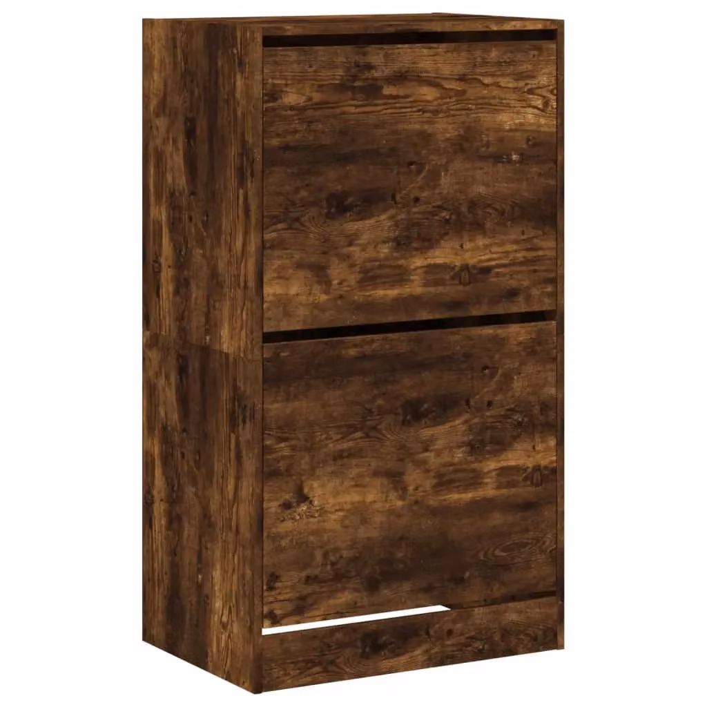 Berkfield Home Modern Shoe Cabinet in Smoked Oak Brown with 2 Tilting Compartments W/D/H: 60 x 42 x 108 cm – 2